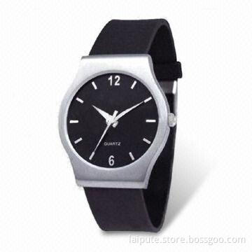 Wristwatch with Alloy Case and Silicone Strap in Import Movement and Stainless Steel Back